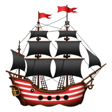red and white lines pirate ships sticker