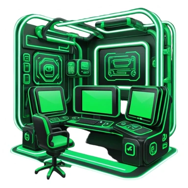 Modern Black And Green Cyber Gaming Aesthetic Scenery Deco sticker