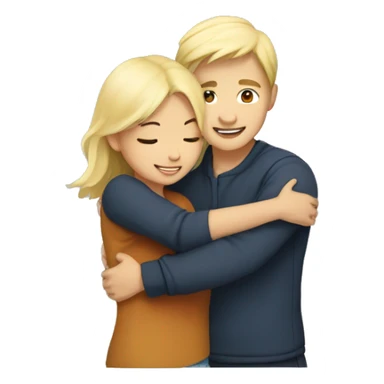 couple hug (Asian girl and blond boy) with warm smiles sticker