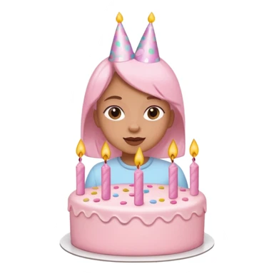 birthday girl emoji but not an actual girl i need the "birthday girl" words with cute baby pink font and a cake sticker