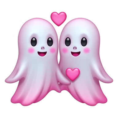 Two cute Ghost Friends with pink Little Hearts  sticker