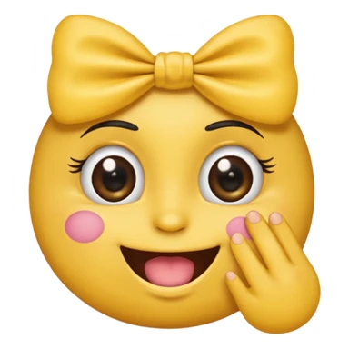 Şimdi sana bir tane emoji göstereceğim eli ağzında gözlerinde kirpik kafasında da kurdele olsun sticker