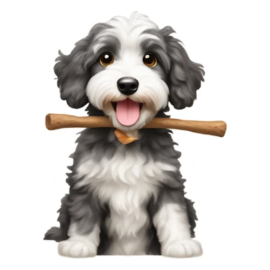 Aussiedoodle with a stick sticker