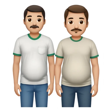 two men standing besides each other. 1 man is white, and the other man is mexican and pregnant. sticker