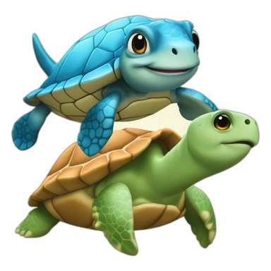 Un dauphin sur une tortue sticker
