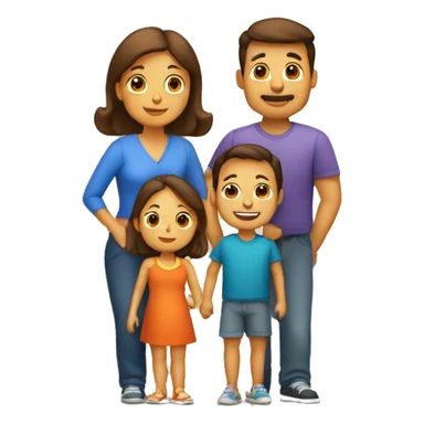 familia de papa, mama, dos niños y 2 mascotas sticker