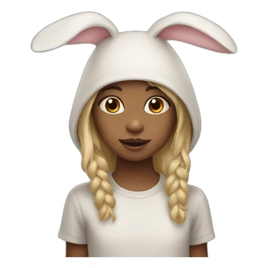A little girl wearing a rabbit mask sticker