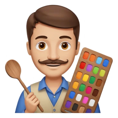 artist with palette and moustache smiling sticker