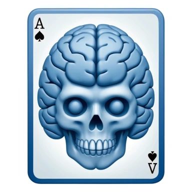 minimalist app icon, a face-down playing card, intricate back design with a stylized brain symbol in the center, monochromatic blues, isometric view, clean vector style, white background --style raw --stylize 150 sticker