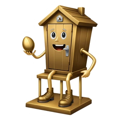 A "I STINK AT FANTASY FOOTBALL" trophy featuring an outhouse-shaped figure with legs on a metallic base - perfect for commemorating league losers.​​​​​​​​​​​​​​​​ sticker