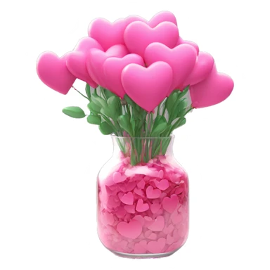10000000 huge pink hearts on stems in a clear glass vase sticker