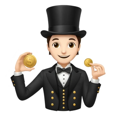 Magician with top hat,Street Performers,background street setup, with coins box. sticker