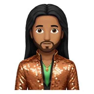 Omarion with long black hair, copper sequin outfit sticker