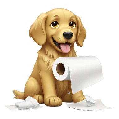 golden retriever eating toilet paper  sticker