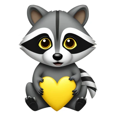 raccoon with yellow heart  sticker