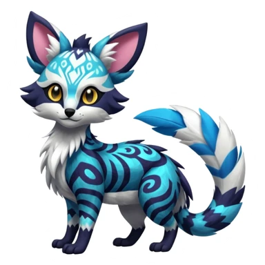 Futuristic furry fluffy floofy feathery tribal marked Genet-Absol-Kyurem-Zeraora-Primagen-fusion-creature  sticker