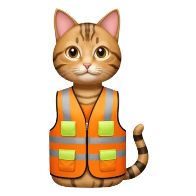 tabby cat in hi-vis clothing facing right sticker