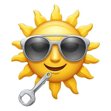 Sun with sunglasses and a wrench sticker