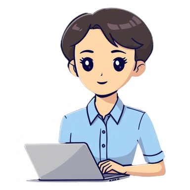 Woman IT director with laptop sticker