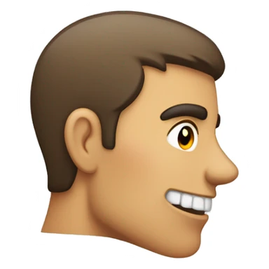 side profile of underbite with jaws showing, and squinched eye brows. sticker