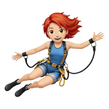 bungee jumping face only with hair flying red hair long sticker