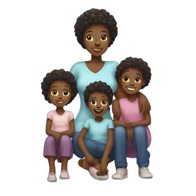 african FAMILY MOTHER, 1 SON AND 3 DAUGHTERS and a cat sticker