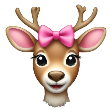 cute feminine reindeer deer with pink bow and a red nose  sticker