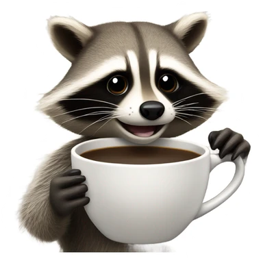 Raccoon holding a cup of coffee sticker