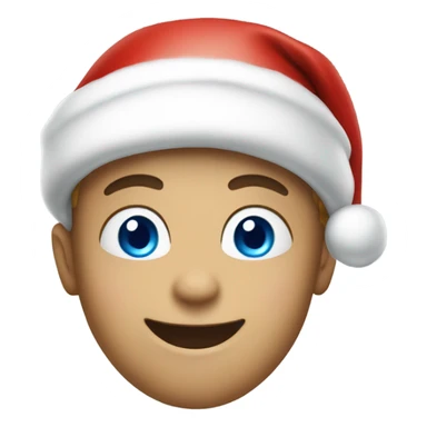 happy boy in santa hat with blue eyes sticker
