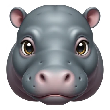 cinematic-cute baby hippo-portrait-emoji,-poised-and-regal,-with-a-massive,-robust-build-and-a-smooth,-sleek-slate-gray-hide,-deep-set-soulful-eyes,-simplified-yet-sharp-and-sophisticated-features,-highly-detailed,-glowing-with-a-soft radiance sticker