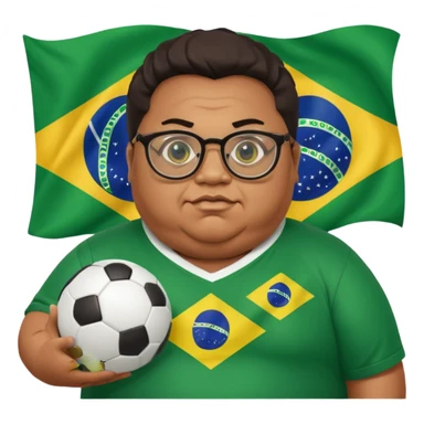 make an guy called pedro who is dancing with a football and playing brazzilian phonk and hee has glasses and is obese and make it look like hes listening to brazzilian phonk so it has a brazil flag and text saying phonk on it and give him demon laser eyes sticker