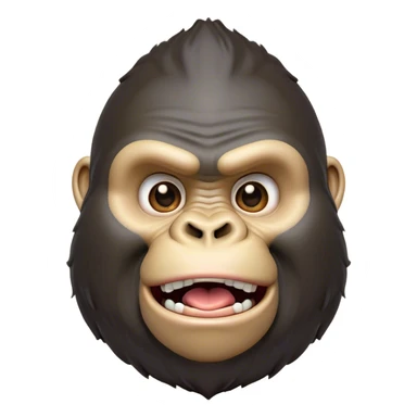Cinematic Comical Gorilla Portrait Emoji, Head tilted dramatically with an exaggeratedly shocked expression, featuring a robust build with wide, comically expressive eyes full of humorous disbelief, Simplified yet hilariously expressive features, highly detailed, glowing with a slightly sassy jungle glow, high shine, dramatic yet playful, stylized with an air of quirky primate attitude, soft glowing outline, capturing the essence of a meme-worthy gorilla that appears ready to side-eye its way into viral fame! sticker