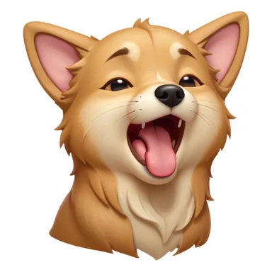 Cinematic Cute Yawning Domestic Dog Portrait Emoji, Head tilted slightly with a dramatic, wide-open yawn, showcasing a plush, inviting coat with gently drooping ears and half-closed, drowsy eyes, Simplified yet irresistibly adorable features, highly detailed, glowing with a soft, cozy glow, high shine, relaxed yet expressive, stylized with a dash of playful whimsy, soft glowing outline, capturing the essence of a sleepy yet affectionate dog that seems ready to stretch out for a nap! sticker