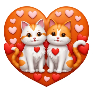 two happy cats in love surrounded by hearts sticker