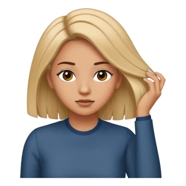 Face a woman turning her head to the side while tucking her hair behind her ear, with a look that says something like Let me mind my business sticker