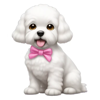White buchón frise dog with little pink bow sticker