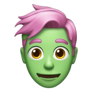 a skinny guy with green hair and tongue out sticker