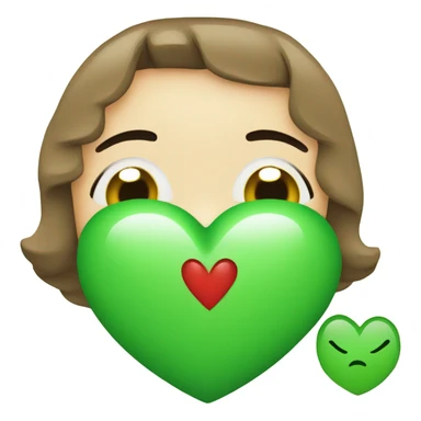 Kissing heart face with green heart sticker