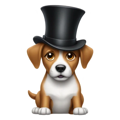 Dog wearing a top hat sticker