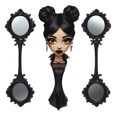 Hyper Realistic Goth victoria secret model looking into a handheld mirror  sticker