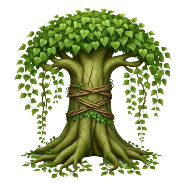 Tree with vines wrapped around trunk, ivy entwined tree sticker