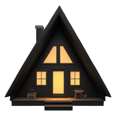 Black A-Frame Cabin with glowing windows sticker