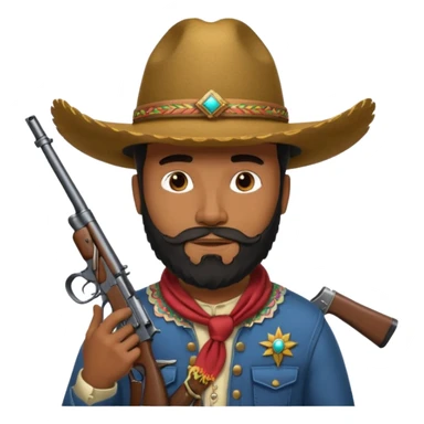  black cowboy with full beard, sombrero and a ak47 up sticker