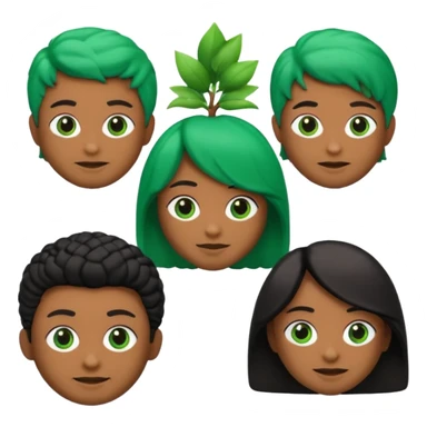 Crie um Memoji/emoji em estilo 3D, com pele verde, expressão assustada, olhos grandes castanhos, sem óculos. Cabelo curto e cacheado, bagunçado, de cor preta. Inclua pequenos detalhes como marcas sutis no rosto, mantendo o estilo cartoon da Apple. Use iluminação suave e fundo branco. sticker