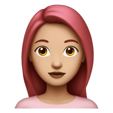 Woman with a white skin that has Long Dark red hair and brown eyes with an eyeliner coding on a pink macbook sticker