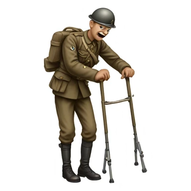 disabled ww1 soldie with amputation on crutches sticker