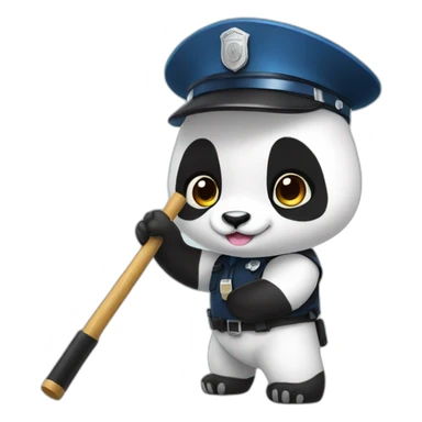 panda with baton and police cap sticker
