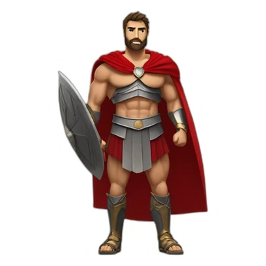 The Spartan Leonidas. Muscly physique. Wearing a red cape. Masculin.  sticker