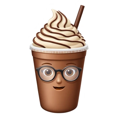 chocolate milkshake in a take-out cup with glassess and long lashes sticker