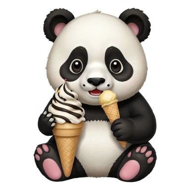 Panda eating ice cream sticker